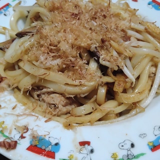 麺つゆで焼きうどん